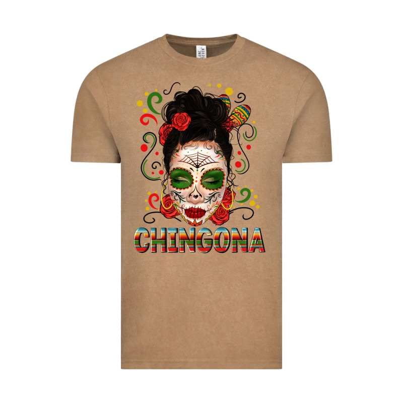 Mexicana Skull Girl Messy Bun Vintage Tee by texasbilliewilder | Teevron