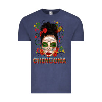 Vintage Denim Mexicana Skull Girl Messy Bun Vintage Tee - texasbilliewilder