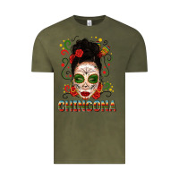 Vintage Olive Mexicana Skull Girl Messy Bun Vintage Tee - texasbilliewilder