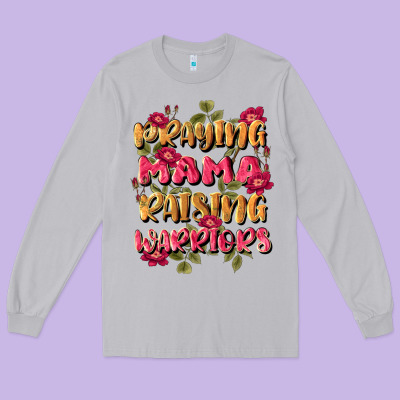 Praying Mama Raising Warriors Long Sleeve Tee Designed By Jahusdesignshop