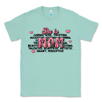 Seafoam she is mom compliment words Classic Tee - JahusDesignShop