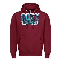 Burgundy cozy season with snowman ado Zipper Hoodie - AdoDesignShop