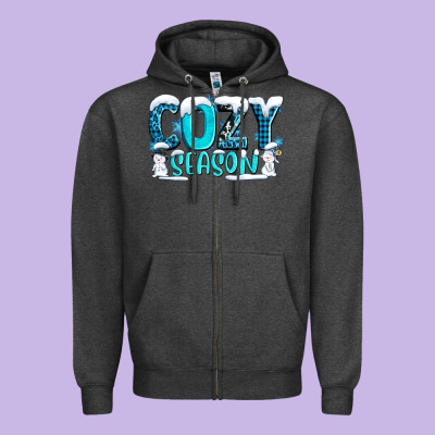 Cozy Season With Snowman Ado Zipper Hoodie Designed By Adodesignshop