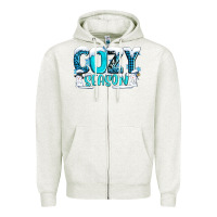 Oatmeal Heather cozy season with snowman ado Zipper Hoodie - AdoDesignShop
