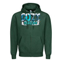 Sports Green cozy season with snowman ado Zipper Hoodie - AdoDesignShop