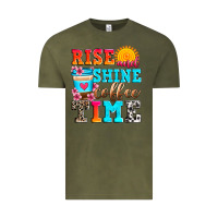 Vintage Olive rise and shine coffee time Vintage Tee - Zillion Design Studio