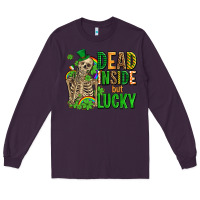 Plum dead inside but lucky  with skeleton Long Sleeve Tee - AdoDesignShop