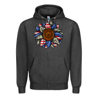 Charcoal Heather sunflower american flag Zipper Hoodie - JahusDesignShop