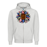 Dove Grey sunflower american flag Zipper Hoodie - JahusDesignShop