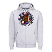 Heather Grey sunflower american flag Zipper Hoodie - JahusDesignShop
