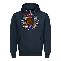 Navy sunflower american flag Zipper Hoodie - JahusDesignShop