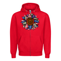 Red sunflower american flag Zipper Hoodie - JahusDesignShop
