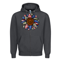 Smoke sunflower american flag Zipper Hoodie - JahusDesignShop