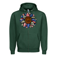 Sports Green sunflower american flag Zipper Hoodie - JahusDesignShop