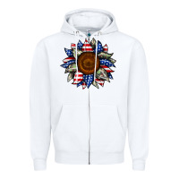 White sunflower american flag Zipper Hoodie - JahusDesignShop