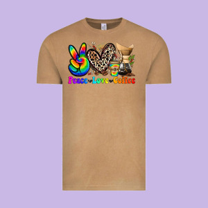 Peace Love  Coffee Vintage Tee Designed By Zillion Design Studio
