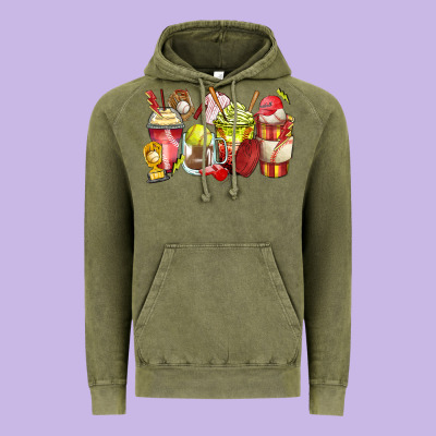 Baseball And Softball Coffee Cups Vintage Hoodie Designed By Zillion Design Studio