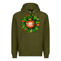 Army Green St. Patricks Sunflower With Dwarf Premium Hoodie - BundleAndBundleShop