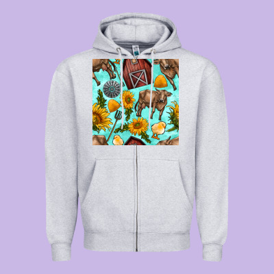 Farm Seamless Pattern Zipper Hoodie Designed By Bundleandbundleshop