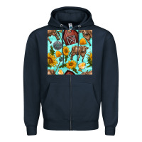 Navy farm seamless pattern Zipper Hoodie - BundleAndBundleShop