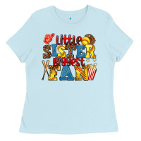 Baby Blue little sister biggest fan softball Ladies Tee - AdoDesignShop