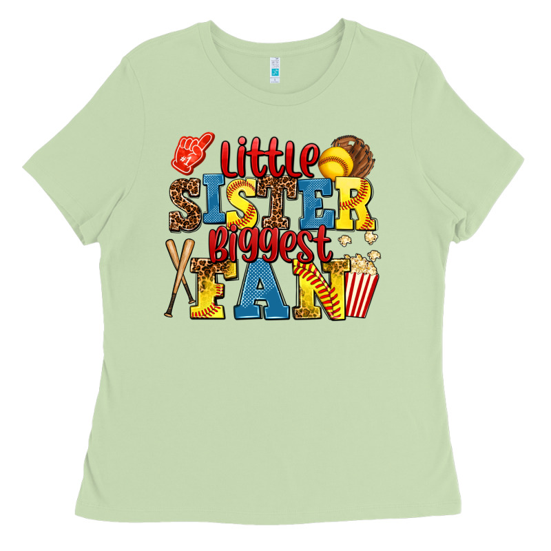 Little Sister Biggest Fan Softball Ladies Tee by AdoDesignShop | Teevron