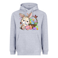 Heather Grey easter bunny Heavyweight Hoodie - MaliasSmallBusiness