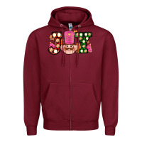 Burgundy Christmas joy snacks and nutcracker cookies ado Zipper Hoodie - AdoDesignShop