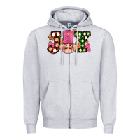 Heather Grey Christmas joy snacks and nutcracker cookies ado Zipper Hoodie - AdoDesignShop