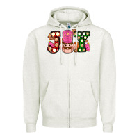 Oatmeal Heather Christmas joy snacks and nutcracker cookies ado Zipper Hoodie - AdoDesignShop