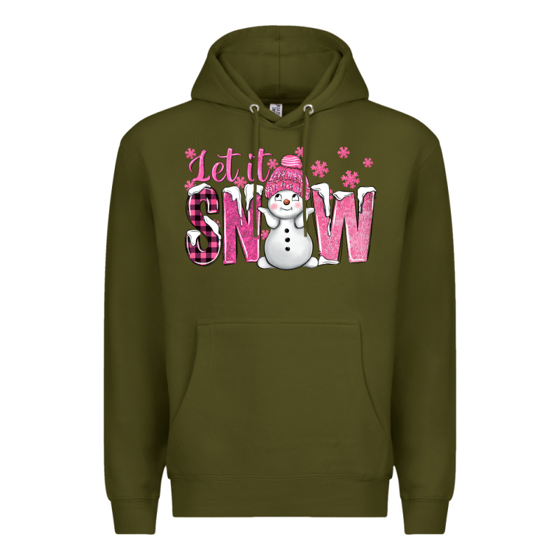 Pink Let It Snow With Cute Snowman Premium Hoodie by BundleAndBundleShop | Teevron