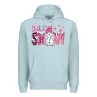 Blue Mist Pink Let It Snow With Cute Snowman Premium Hoodie - BundleAndBundleShop