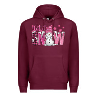Burgundy Pink Let It Snow With Cute Snowman Premium Hoodie - BundleAndBundleShop