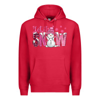 Cardinal Pink Let It Snow With Cute Snowman Premium Hoodie - BundleAndBundleShop