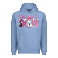 Colony Blue Pink Let It Snow With Cute Snowman Premium Hoodie - BundleAndBundleShop