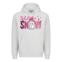 Dove Grey Pink Let It Snow With Cute Snowman Premium Hoodie - BundleAndBundleShop