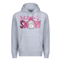 Heather Grey Pink Let It Snow With Cute Snowman Premium Hoodie - BundleAndBundleShop