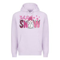 Lilac Pink Let It Snow With Cute Snowman Premium Hoodie - BundleAndBundleShop