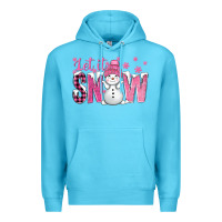 Ocean Blue Pink Let It Snow With Cute Snowman Premium Hoodie - BundleAndBundleShop