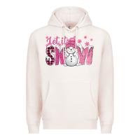Pale Pink Pink Let It Snow With Cute Snowman Premium Hoodie - BundleAndBundleShop