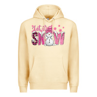 Pina Colada Pink Let It Snow With Cute Snowman Premium Hoodie - BundleAndBundleShop