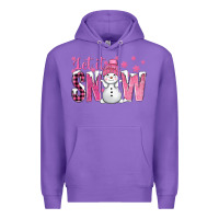 Purple Pink Let It Snow With Cute Snowman Premium Hoodie - BundleAndBundleShop