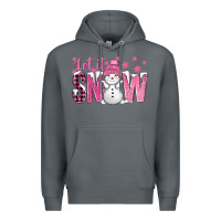 Rock Pink Let It Snow With Cute Snowman Premium Hoodie - BundleAndBundleShop