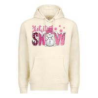 Sandshell Pink Let It Snow With Cute Snowman Premium Hoodie - BundleAndBundleShop