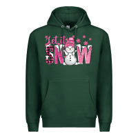 Sports Green Pink Let It Snow With Cute Snowman Premium Hoodie - BundleAndBundleShop