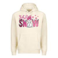 Tofu Pink Let It Snow With Cute Snowman Premium Hoodie - BundleAndBundleShop