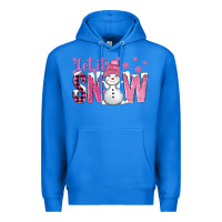 True Royal Pink Let It Snow With Cute Snowman Premium Hoodie - BundleAndBundleShop