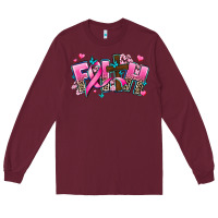 Burgundy cancer faith cross Long Sleeve Tee - AdoDesignShop