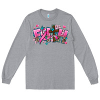 Heather Grey cancer faith cross Long Sleeve Tee - AdoDesignShop