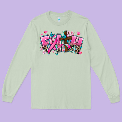 Cancer Faith Cross Long Sleeve Tee Designed By Adodesignshop